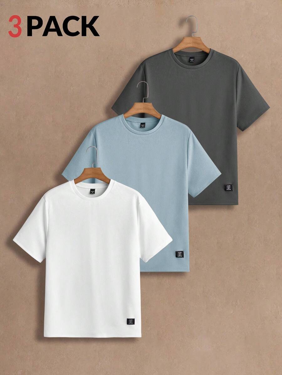 HIMLAND 男士字母图案圆领休闲短袖T恤 - 彩色 - 查看 1