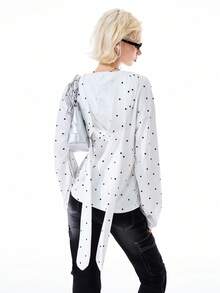 Bloopia 女士波点兔耳连帽长袖T恤 - 白色 - 查看 1