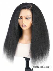 360°蕾丝前假发，真人发，卷曲直发，360°透明蕾丝前假发，女士款，20英寸，180%密度，预先拔毛，带婴儿发，自然黑 - Natural Black - 查看 2