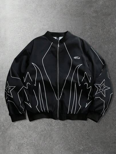 Veste de style de rue décontracté pour hommes avec imprimé anglais en couleurs contrastées