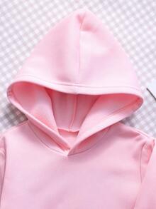 2pcs/Set Casual Plaid Patchwork Sweatshirt For Tween GirlsComfortable & Thick For Outdoor Activities - Pink - View 5