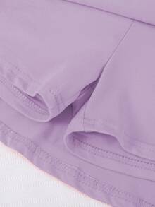 女童休闲多功能运动芭蕾舞紧身裤裙 - 紫色 - 查看 6