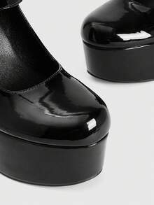 CUCCOO LuxiPop 女士厚底时尚搭扣高跟鞋，适合派对场合 - 黑色 - 查看 4