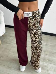 EURMUSE Cotton Petite Two Color Contrast Printed Sweatpants - Multicolor - View 4