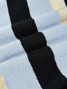 EgrlEra Women's Casual Colorblock Striped Flare Sleeve Sweater, Autumn/Winter - Baby Blue - View 3