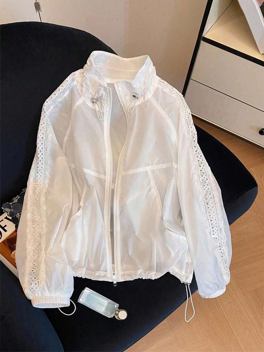 Resyla Women's White Long Sleeve Lightweight Outdoor Casual Windbreaker Jacket - White - View 1
