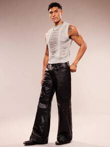 FeverCity Áo vest dệt kim màu trơn thời trang dành cho nam - Màu Xám nhạt - Xem 5