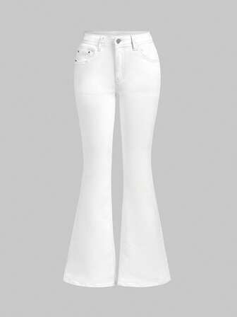 Grunge Punk Y2K Retro weiße Ultra-Tief-Sitzende Schlaghose