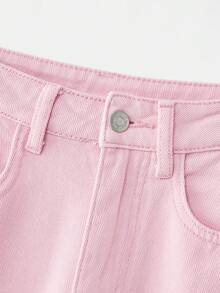 lacRébo Pink High Waisted Straight Leg Jeans  Spring Summer Going Out Outfits Party Pants Pink Jeans French Style Parisian Style - Pink - View 9