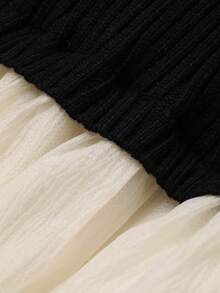 DAZY Women's Elegant Color Block Ruffle Hem Sweater Dress, Autumn/Winter