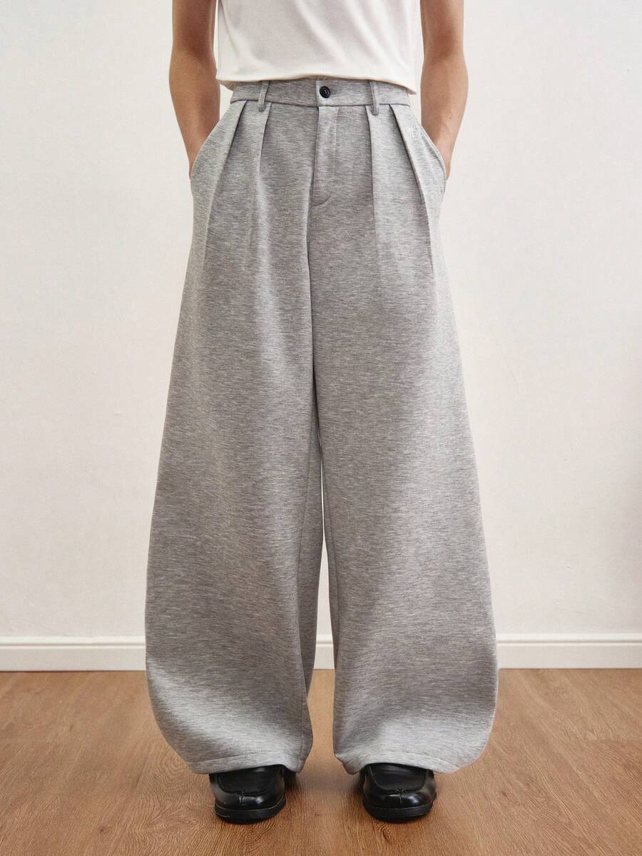 TOKVUE Quần nỉ nam ống rộng màu trơn, dáng suông, có đường may phía trước, phong cách đường phố, trang phục Giáng sinh, quà Giáng sinh, phong cách cổ điển, kiểu dáng unisex, quà tặng hàng ngày cho bạn trai/chồng, quà kỷ niệm, mùa thu & đông. - Màu Xám nhạt - Xem 1