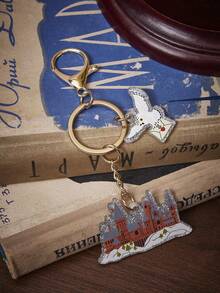 HARRY POTTER X SHEIN Harry Potter Keychain, Shiny Acrylic Material, Great Gift For Women, Students, Harry Potter Fans - Castle - View 2