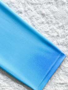 Swim Shayni 夏季时尚高端渐变印花连体泳衣，搭配薄纱纱笼裙 - 藍色 - 查看 8