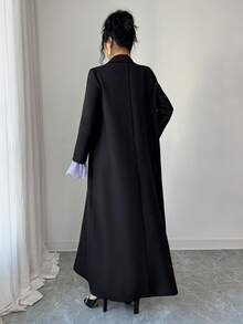 Yasmyna Áo Abaya thanh lịch dành cho nữ, cổ ve áo, tay loe, họa tiết hoa. - màu đen - Xem 4