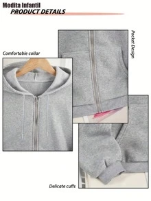 KID010-1|Navidad|2 piezas Chaquetas y pantalones para niños|Conjunto de ropa infantil navideño con capucha gris con estampado de araña y texto, combinado con pantalones negros, ideal para los festivos de invierno - Gris - Ver 4