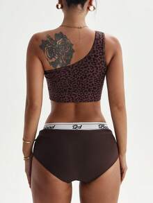 Dewbera Women's Leopard Print Sleeveless Sports Tank Top, Summer - Brown - View 2