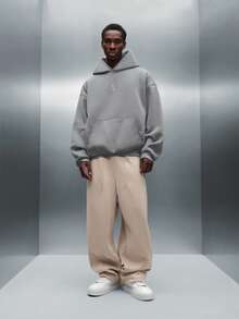 PLAYBOY X SUMWON Áo hoodie dáng rộng có túi giữa và logo in trên ngực, thích hợp cho phong cách đường phố thường ngày. - Xám - Xem 4