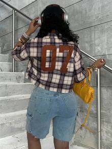 Rovax Women's Plaid Lapel Single-Breasted Casual Versatile Daily Commute Short Sleeve Shirt - Multicolor - View 2