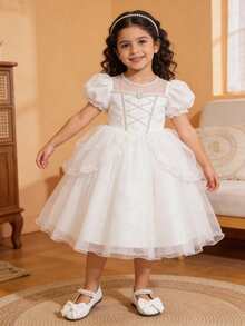 Niña princesa zapatos primavera otoño nuevos niños pequeños zapatos de cuero mujer bebé niño niña suela suave único modelo de otoño con falda princesa vestido elegante y lindo - Beis - Ver 6