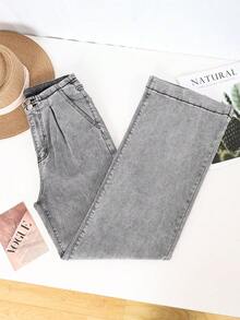 HIMARRI Jeans wide leg mujer Denim Ropa vaquera Mezclilla mujer Pantalón con brillos mezclilla de mujer Pantalones para mujer outfit vaquero - Gris - Ver 1