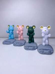 1个卡通熊造型手机支架，兼容手机和平板电脑，适用于办公桌面、床头柜、客厅、书房、卧室等场所，也是送礼佳品！开学季必备 - 綠色手推 - 查看 2