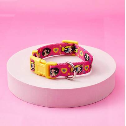 THE POWERPUFF GIRLS X PETSIN 卡通图案宠物项圈、牵引绳和胸背带套装
