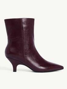 CUCCOO CHICEST Women's Fashion Versatile Pointed Toe High Heel Ankle Boots Valentine's Day - Burgundy - View 10