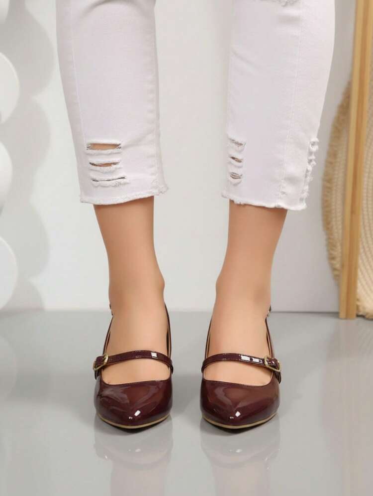 Women Heeled Sandals - Burgundy - View 3