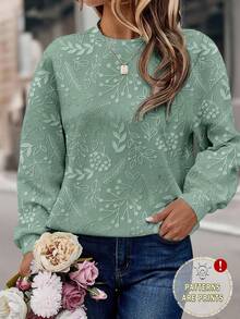 EMERY ROSE Áo sweatshirt dài tay cổ tròn dáng rộng in họa tiết hoa, phong cách thường ngày, dành cho nữ, thích hợp mặc mùa thu/đông. - Nhiều màu - Xem 1