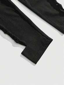 ROMWE Gothic Hollow-Out Knitted Stretchy Leggings For Women - Black - View 4