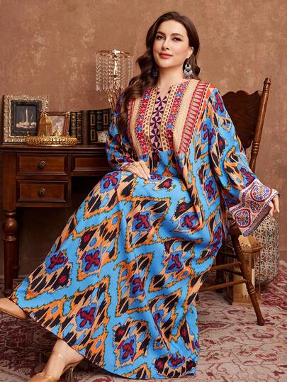 Al Najma Vestido maxi de mujer talla grande y abaya tradicional árabe