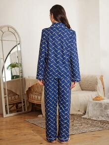 Serenescape Bubble Wrinkle Floral Print Lapel Cardigan & Pants Pajama Set - Multicolor - View 2