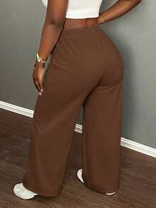 Slaydiva Casual Grey Loose Fit Straight Leg Pants - Brown - View 2