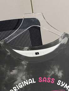 Betty Boop x SHEIN Plus Size Women Casual Everyday Commute Fashion Street Cartoon Character Slogan Graphic Tie-Dye Loose T-Shirt