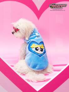 THE POWERPUFF GIRLS X PETSIN 1. 刺绣黄毛女孩宠物猫狗通用保暖舒适无袖外套蓝色带扣秋冬加厚绒毛外套 - 藍色 - 查看 3