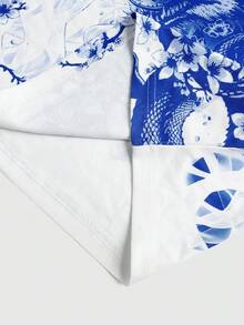 ROMWE MEN Anime 男士休闲运动风足球龙印花 Polo 衫 - 藍色 - 查看 6