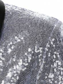 Manfinity AFTRDRK Men's Contrast Color Lapel Long Sleeve Sequin Embellished Blazer Jacket Men Sequin Wedding Jacket For Men Rhinestone Clothes Men Silver Jacket Silver Suits For Men - Silver - View 5