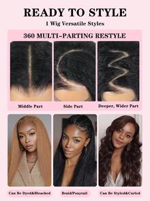 360°蕾丝前假发，真人发，卷曲直发，360°透明蕾丝前假发，女士款，20英寸，180%密度，预先拔毛，带婴儿发，自然黑 - Natural Black - 查看 9