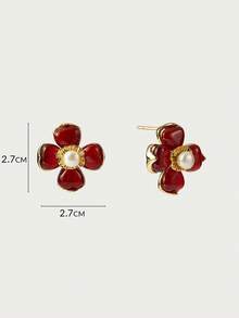 Glisma Boucles d'oreilles créoles pour femmes 18 K, tenues, gothique/goth, vieux argent, perles, bijoux western, métallique/texture, pierre précieuse, automne/hiver, pour maman/femme/fille/mère, premium, vintage, croix - Rouge - Voir 6