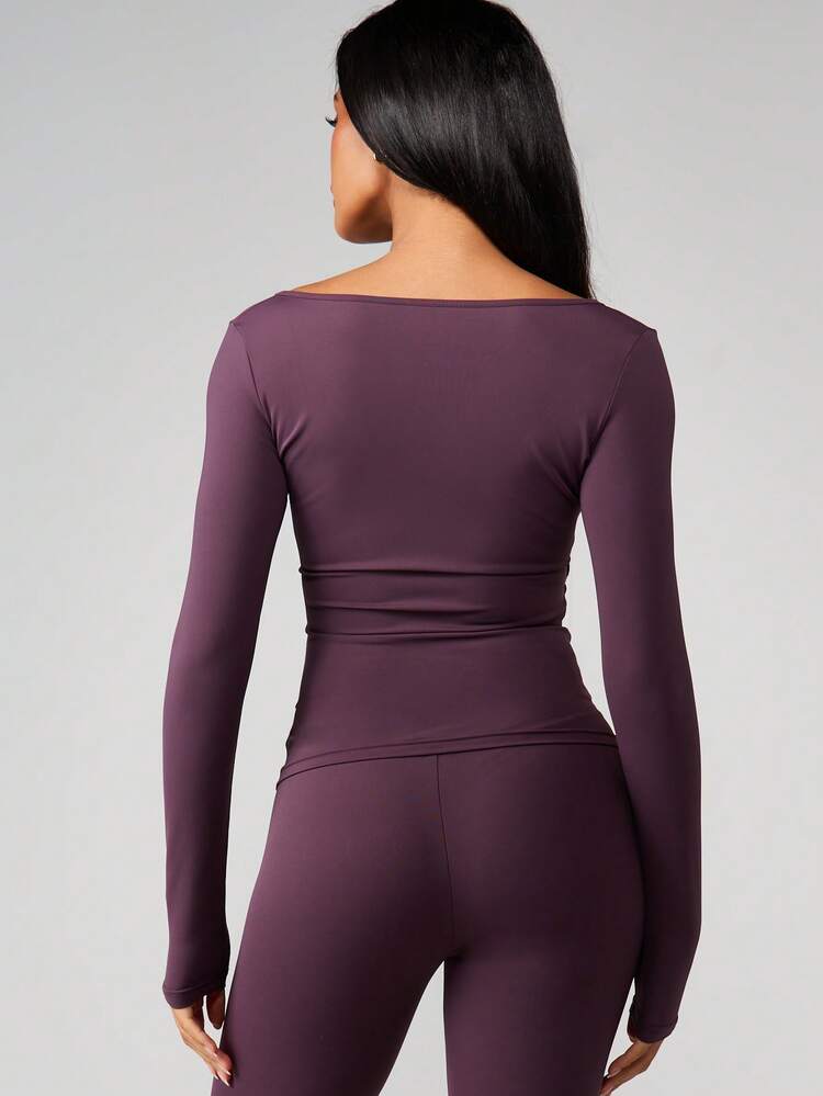 MISSGUIDED Long Sleeve Ruched V Neck Top