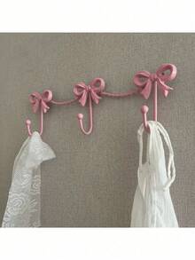 1pc Metal Wall Mounted Bowknot Key Holder - French Country Style Decorative Coat Hooks With 2 Hooks, Cute INS Aesthetic Home Decor, Suitable For Entryway, Bedroom, Kids Room, Dorm, Wall Mounted Key Organizer, Dorm Storage Solution, Fabric Hooks Organizer Space-Saving Multi-Purpose Adjustable Stackable Portable - Multicolor - View 12