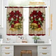 2Pcs Christmas Festival Atmosphere Christmas Tree Curtain Rod Kitchen Curtains, Modern Style, Digital Printing Curtain Rod Short Curtains, Suitable For Christmas And Four Seasons - Multicolor - View 6
