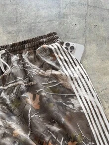 AXEPEAK 男士字母图案圆领长袖卫衣搭配抽绳阔腿裤休闲套装 - 深灰色 - 查看 3