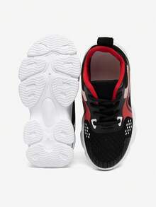 JNSQ Comfortable Soft Sole Breathable Lace-Up Kids Sneakers, For Casual Outdoor & Daily Wear - Black - View 7