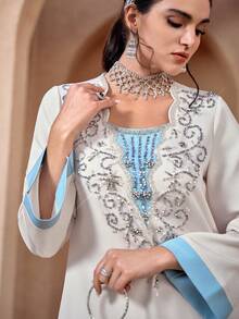 Al Najma 女士阿拉伯风格连衣裙 - 白色 - 查看 6