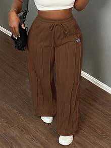 Slaydiva Casual Grey Loose Fit Straight Leg Pants - Brown - View 7