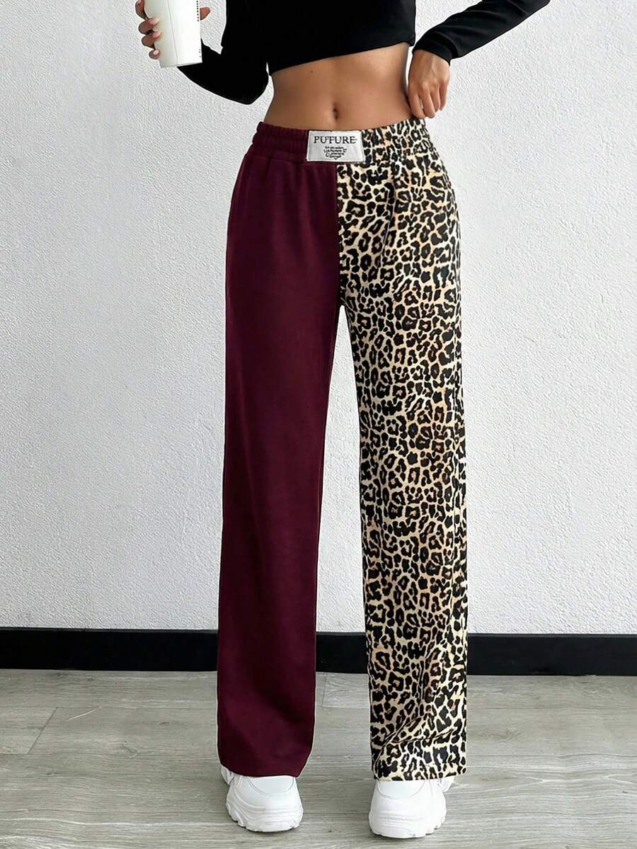EURMUSE Cotton Petite Two Color Contrast Printed Sweatpants - Multicolor - View 1
