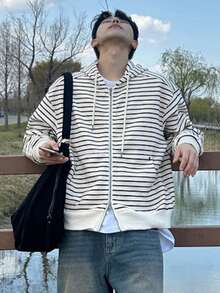 DAZY Men's Striped Zip-Up Hooded Jacket And Coat, Spring/Autumn - Multicolor - View 1