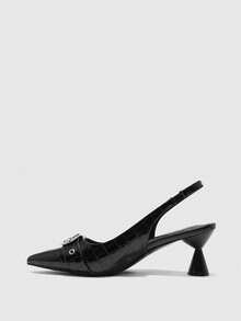 CUCCOO BIZCHIC Women's Pointed Toe Buckle Design Elegant High Heels, Suitable For Daily Commute - Black - View 10