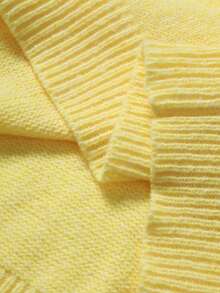 Claim Dot 男士纯色圆领长袖休闲宽松针织衫，秋冬季 - 黃色 - 查看 3